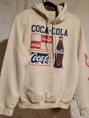 Retro Coca Cola Beige Pullover Hoodie Women's M